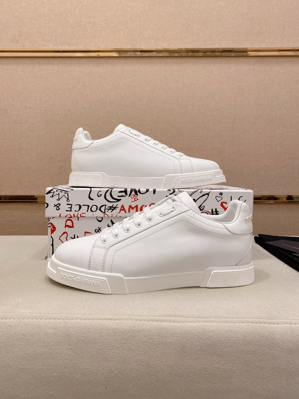 Dolce & Gabbana White Lace-Up Low-Top Sneakers — side