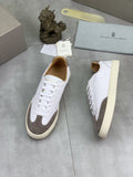 微商相册测试鞋子-Brunello Cucinelli White and Taupe Low-Top Sneakers — front