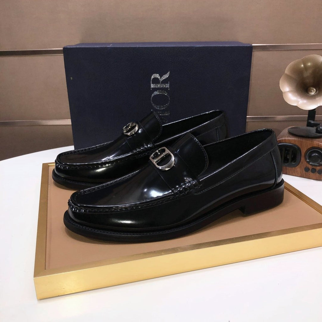 Dior Black Buckle Loafers — front