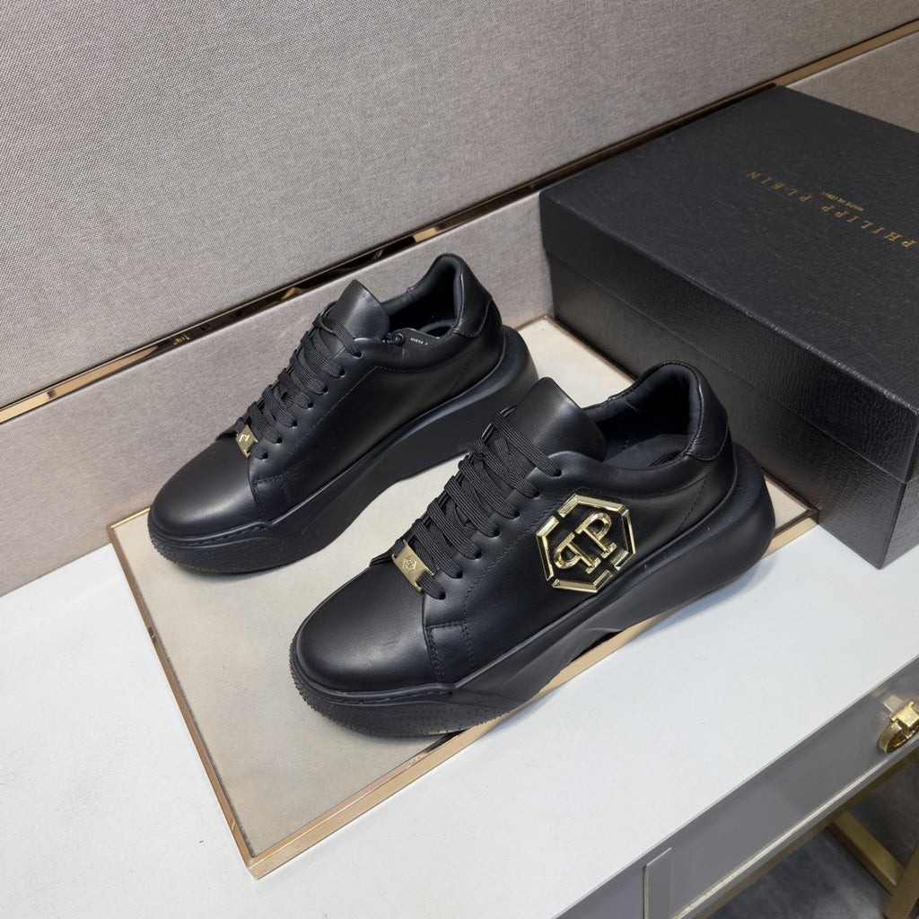 Philipp Plein Black Gold-Accent Sneakers — front