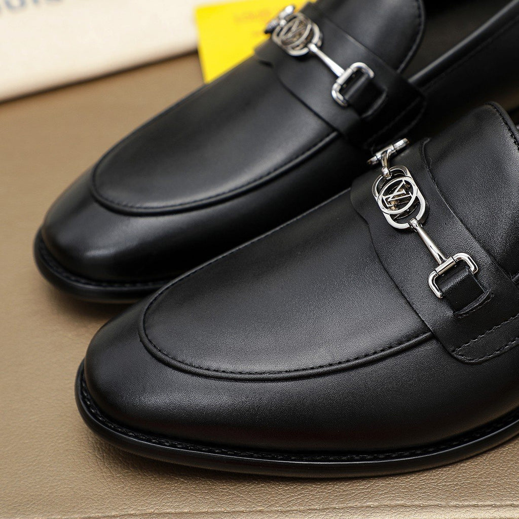 Louis Vuitton Black Horsebit-Style Loafers — detail