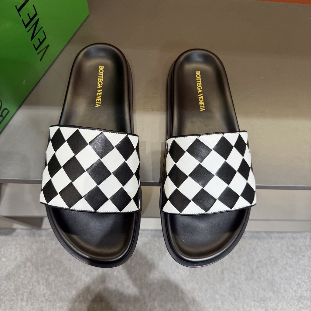 Bottega Veneta Checkerboard Slide Sandals — hero