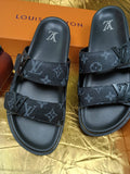Louis Vuitton Dark Gray Monogram Slide Sandals — hero
