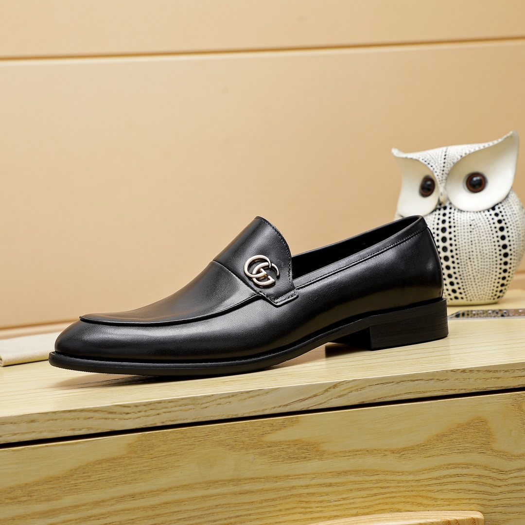 Gucci Black Double-G Slip-On Loafers — side