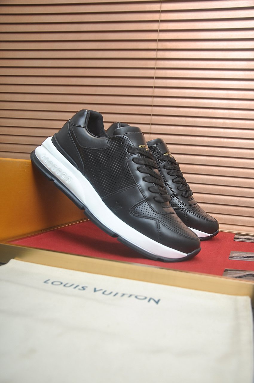 Louis Vuitton Black and White Low-Top Sneakers — front