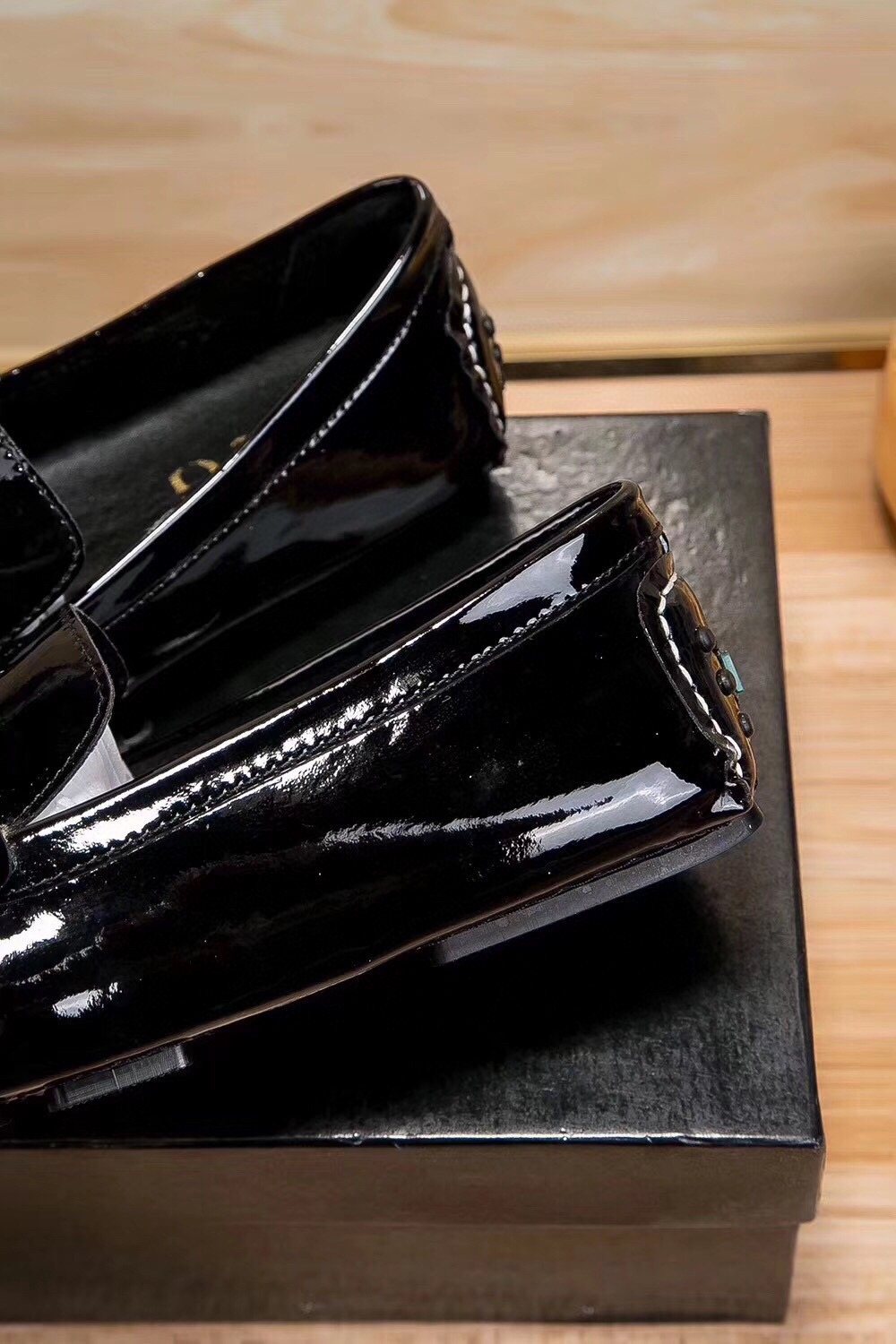 Dolce & Gabbana Black Patent Loafers — detail