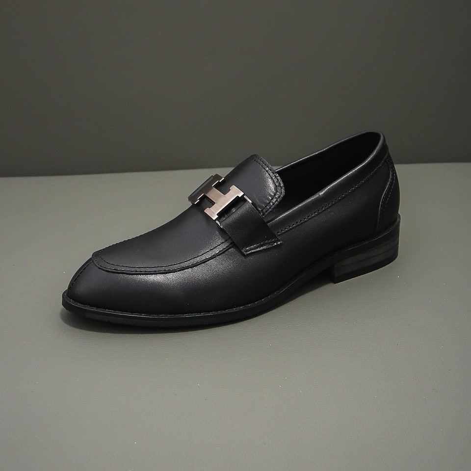 Hermès Black H-Buckle Loafers — hero