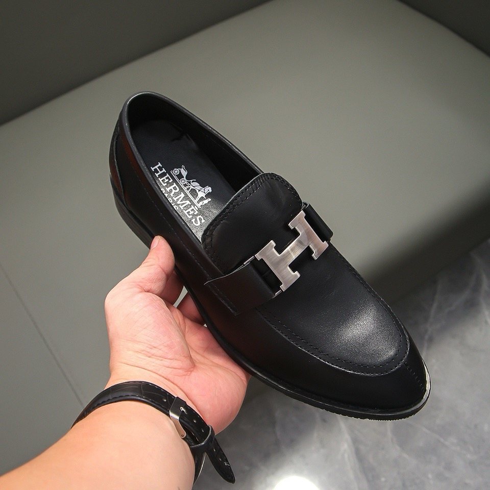 Hermès Black H-Buckle Loafers — model
