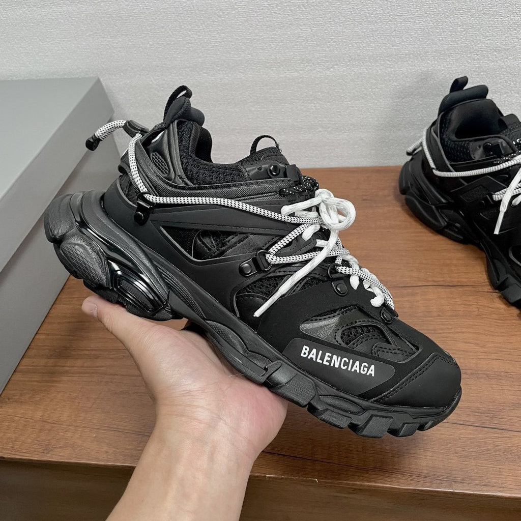 Balenciaga Black White Lace Trail Sneakers — side