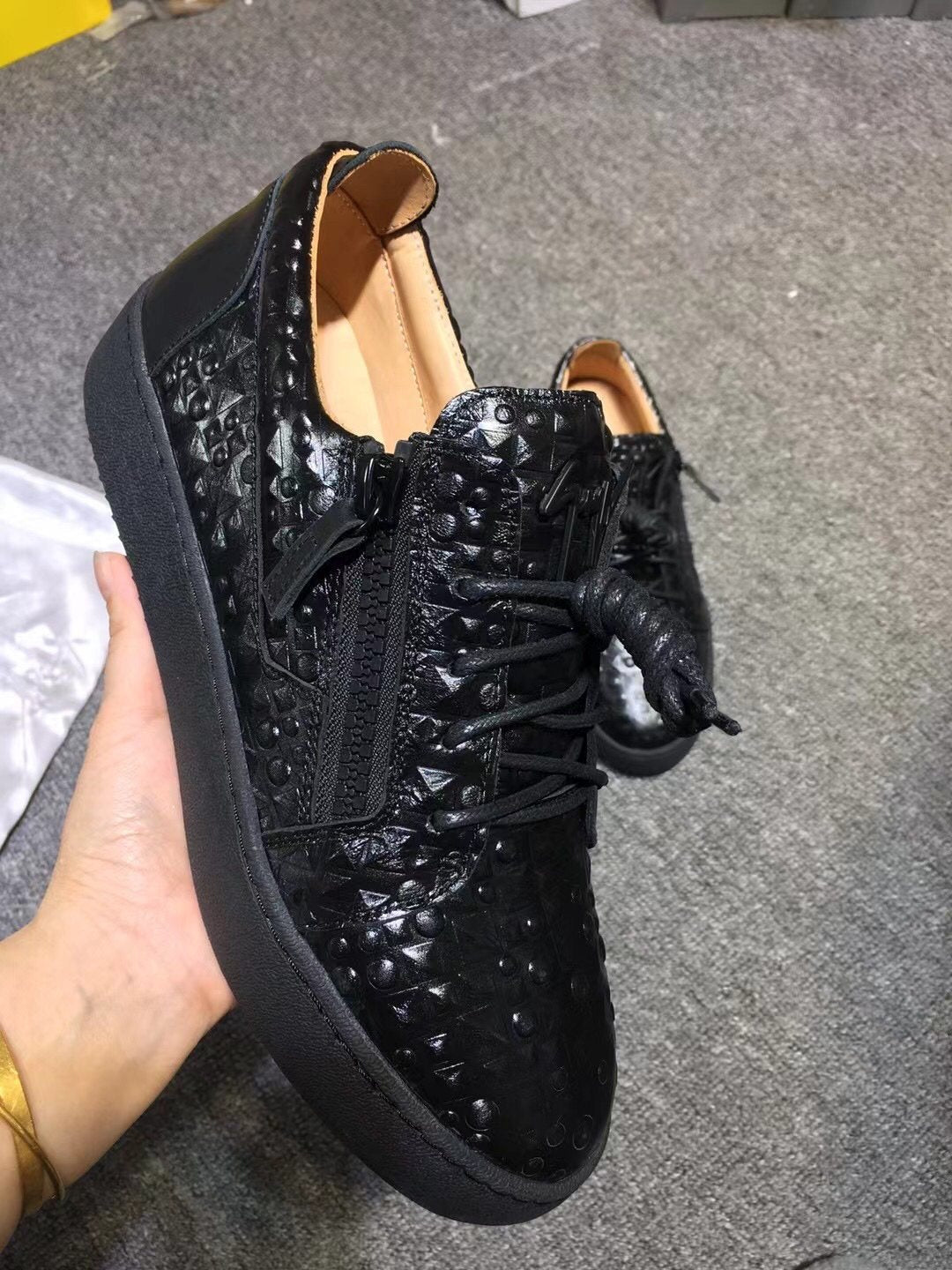 Giuseppe Zanotti Black Perforated Low-Top Sneakers — model