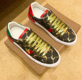Black Patterned Gold-Lace Low-Top Sneakers — hero
