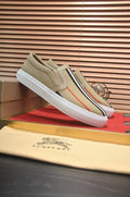 Burberry Beige Striped Slip-On Sneakers — front