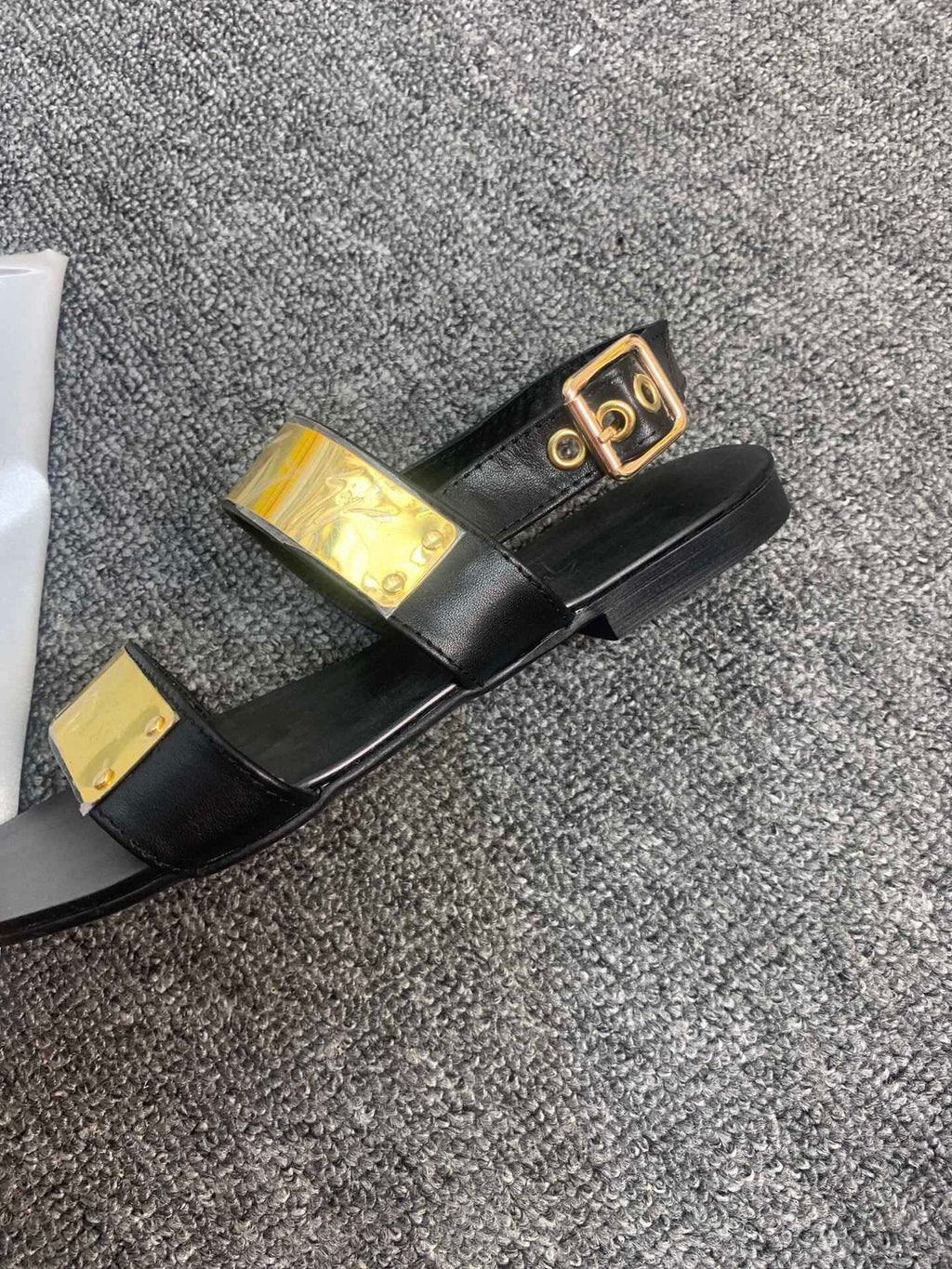Giuseppe Zanotti Black Gold-Tone Open-Toe Sandals — side
