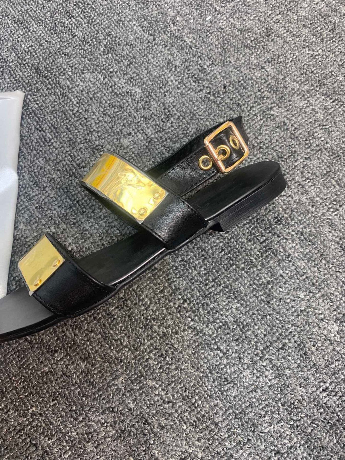 Giuseppe Zanotti Black Gold-Tone Open-Toe Sandals — side