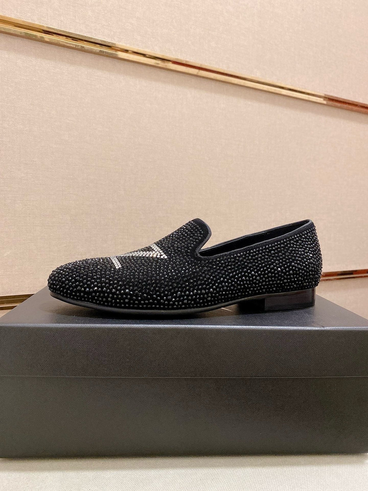 Giuseppe Zanotti Black Rhinestone Loafers — hero