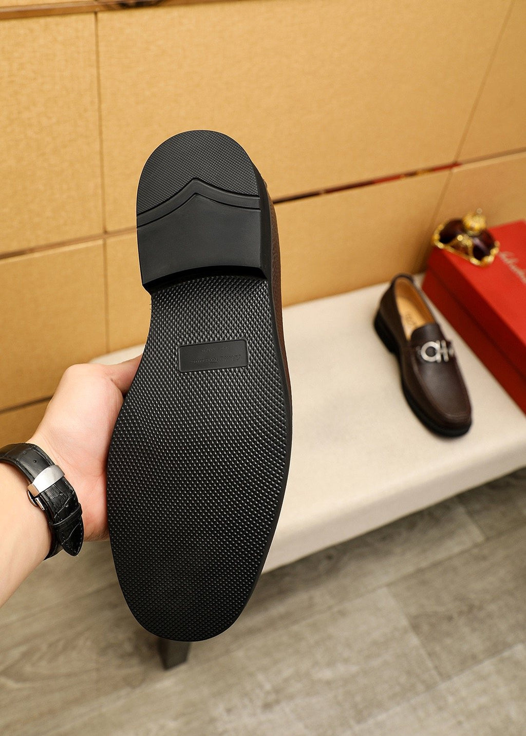 Ferragamo Dark Brown Leather Loafers — hero