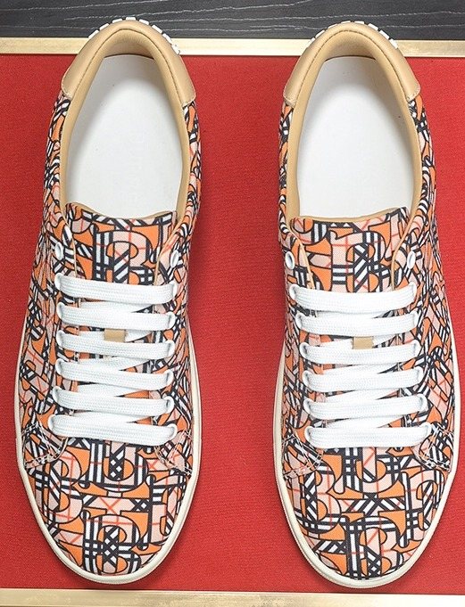 Burberry Orange Geometric Low-Top Sneakers — hero