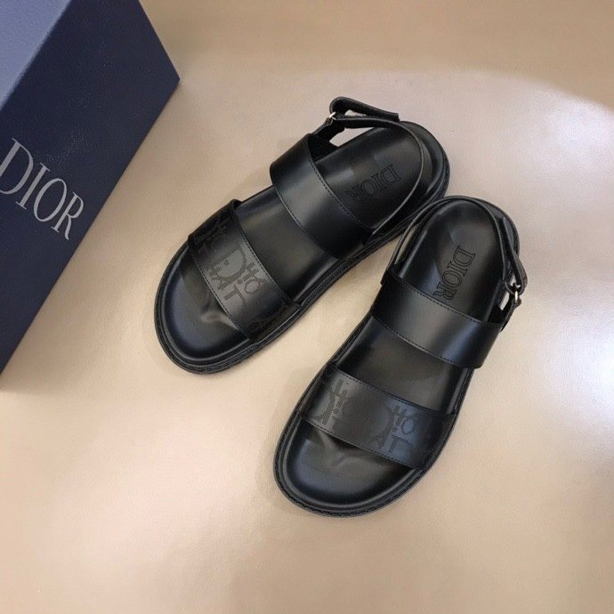 Dior Black Two-Strap Slingback Sandals — front