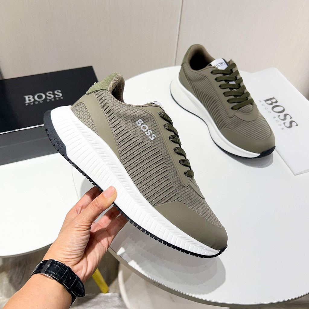 BOSS Knit Lace-Up Sneakers — side