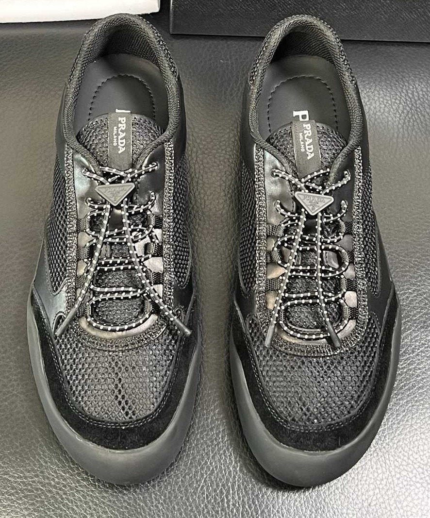 Prada Black and Charcoal Gray Sneakers — hero