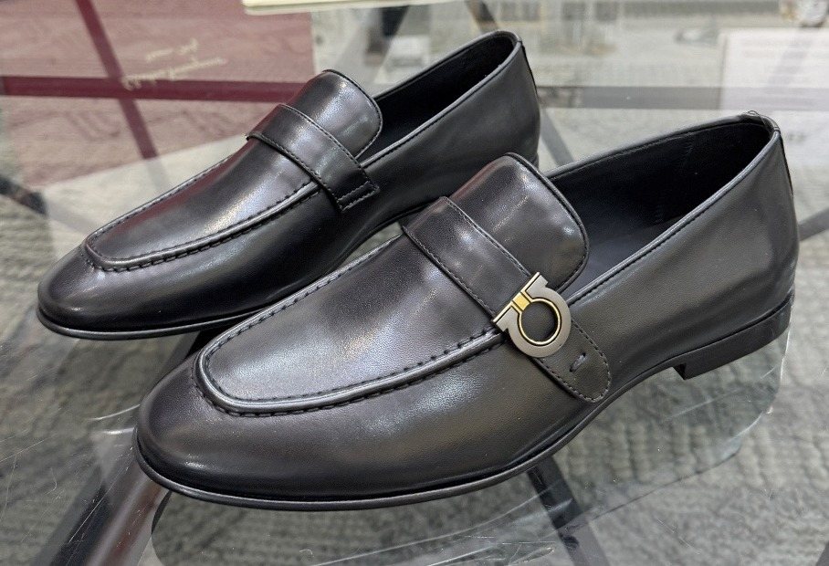 Men’s Black Buckle Strap Slip-On Loafers — hero