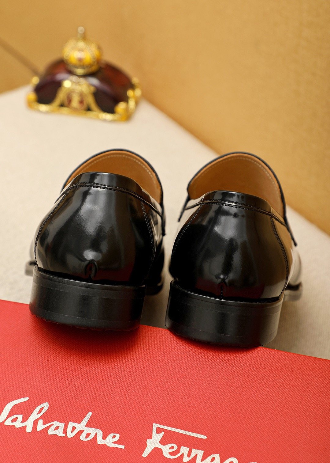 Ferragamo Black Hardware Loafers — back