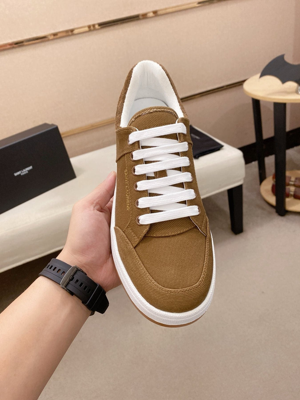 Saint Laurent Perforated Low-Top Sneakers — front