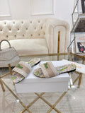 Dior Beige Floral Embroidered Slide Sandals — hero