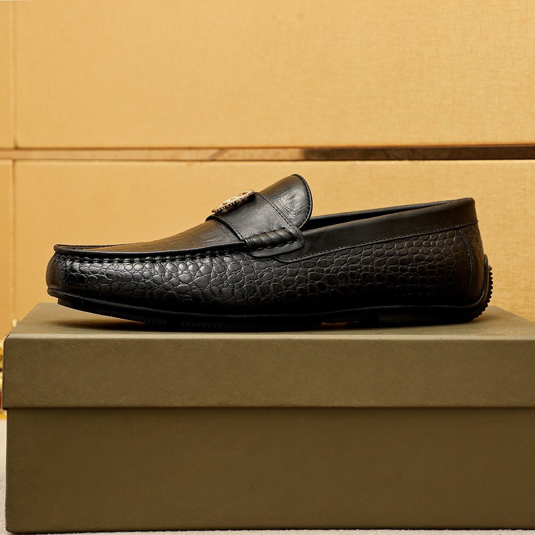 Bottega Veneta Black Textured Loafers — side