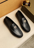 Bottega Veneta Black Textured Loafers — hero