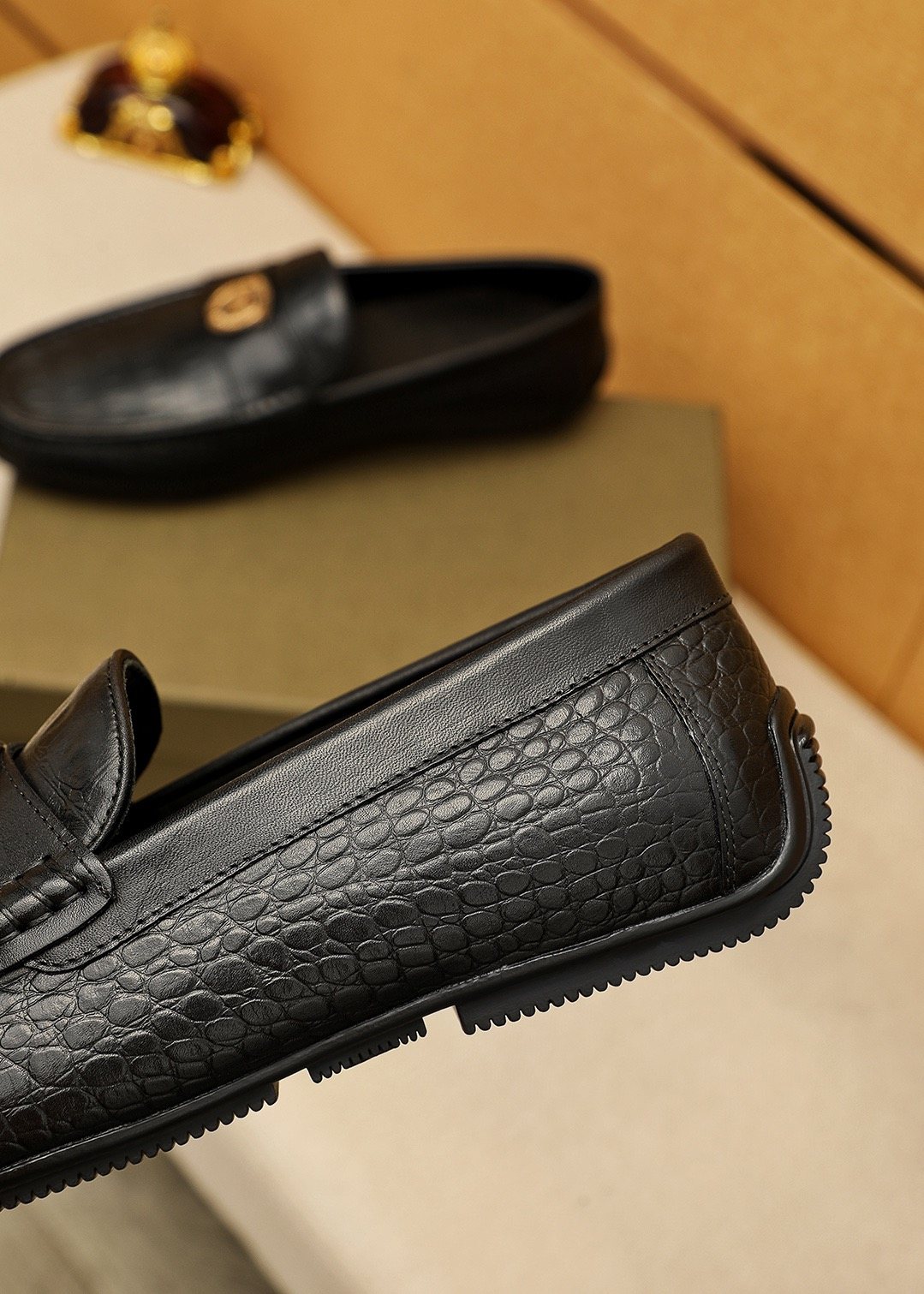 Bottega Veneta Black Textured Loafers — model