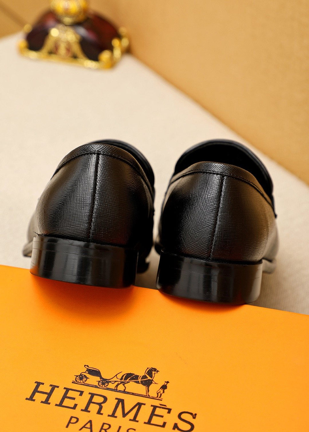 Hermès Black H-Strap Slip-On Loafers — back