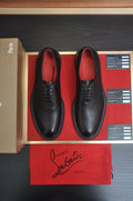 Christian Louboutin Black Red-Sole Lace-Up Dress Shoes — hero