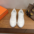 Hermès White Textured Low-Top Sneakers — front