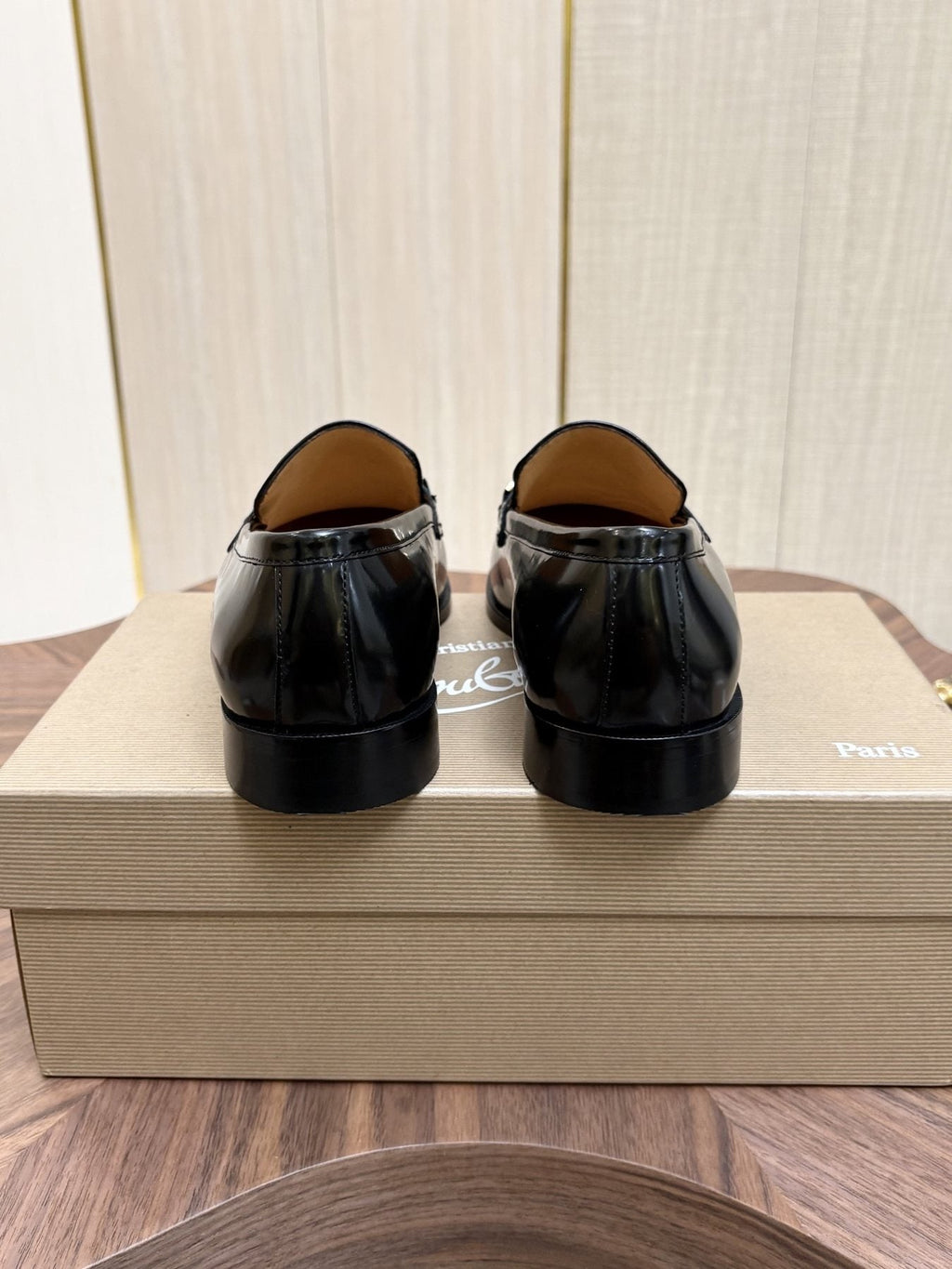 Christian Louboutin Black Gold-Tone Hardware Loafers — back