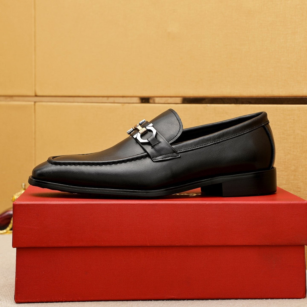 Salvatore Ferragamo Black Buckle Loafers — side