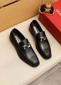 Ferragamo Black Silver-Buckle Loafers — hero