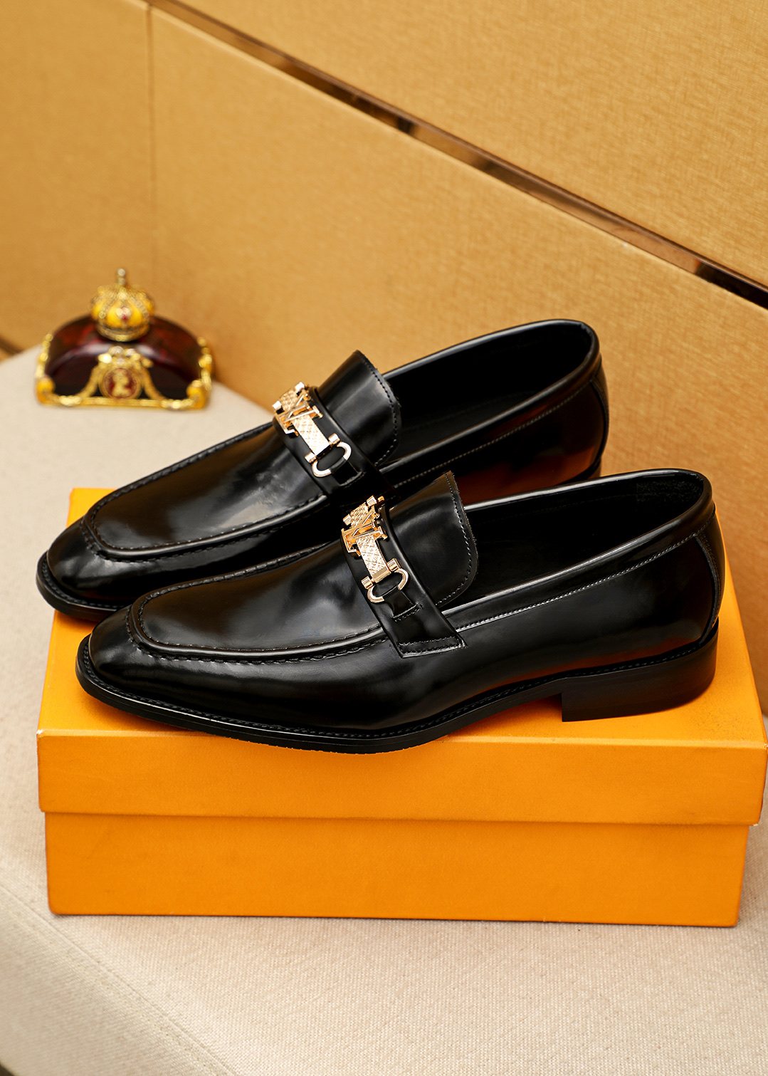 Louis Vuitton Black Buckle Loafers — front