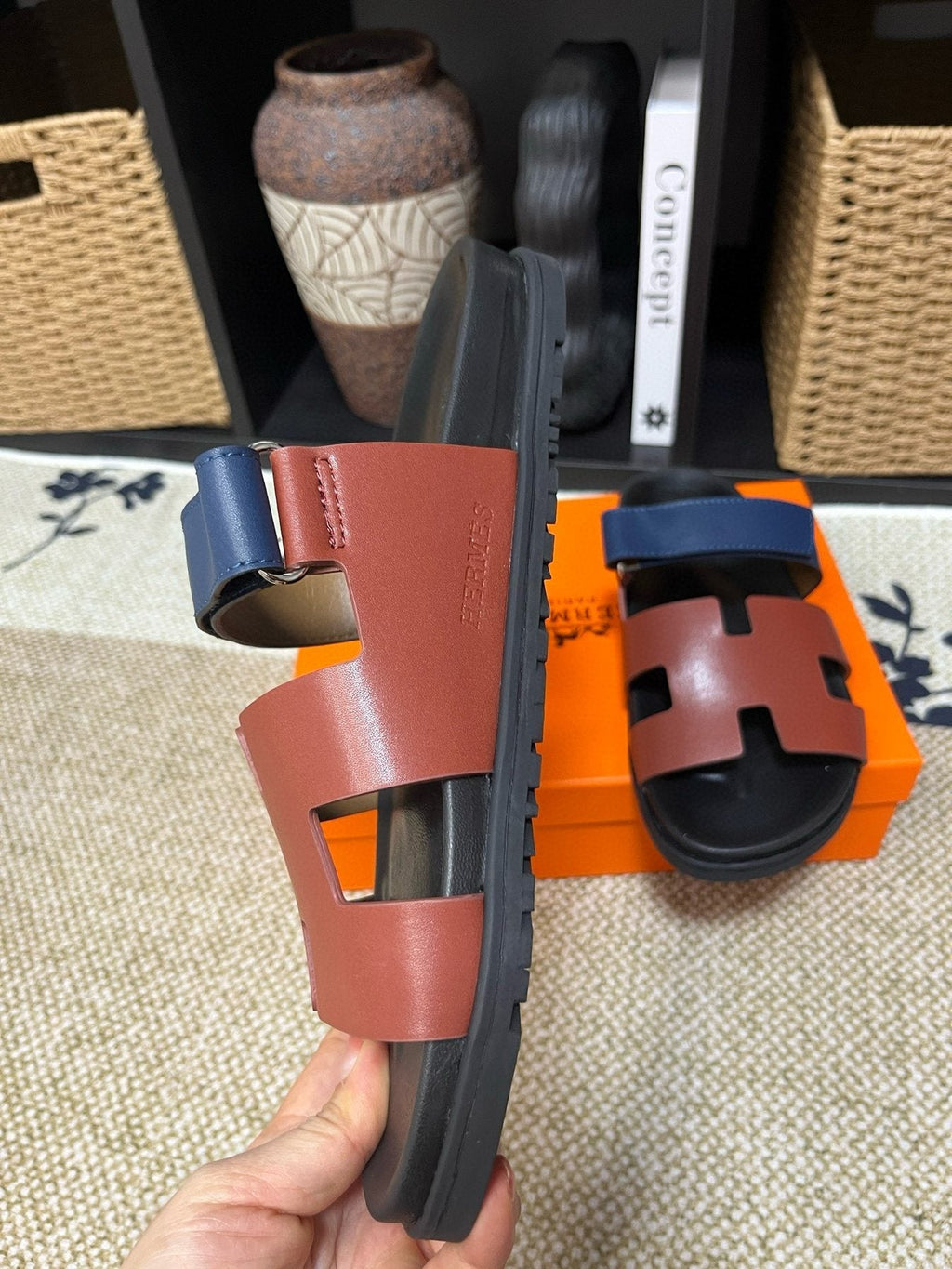 Hermes Kazimir Cutout Slide Sandals — side