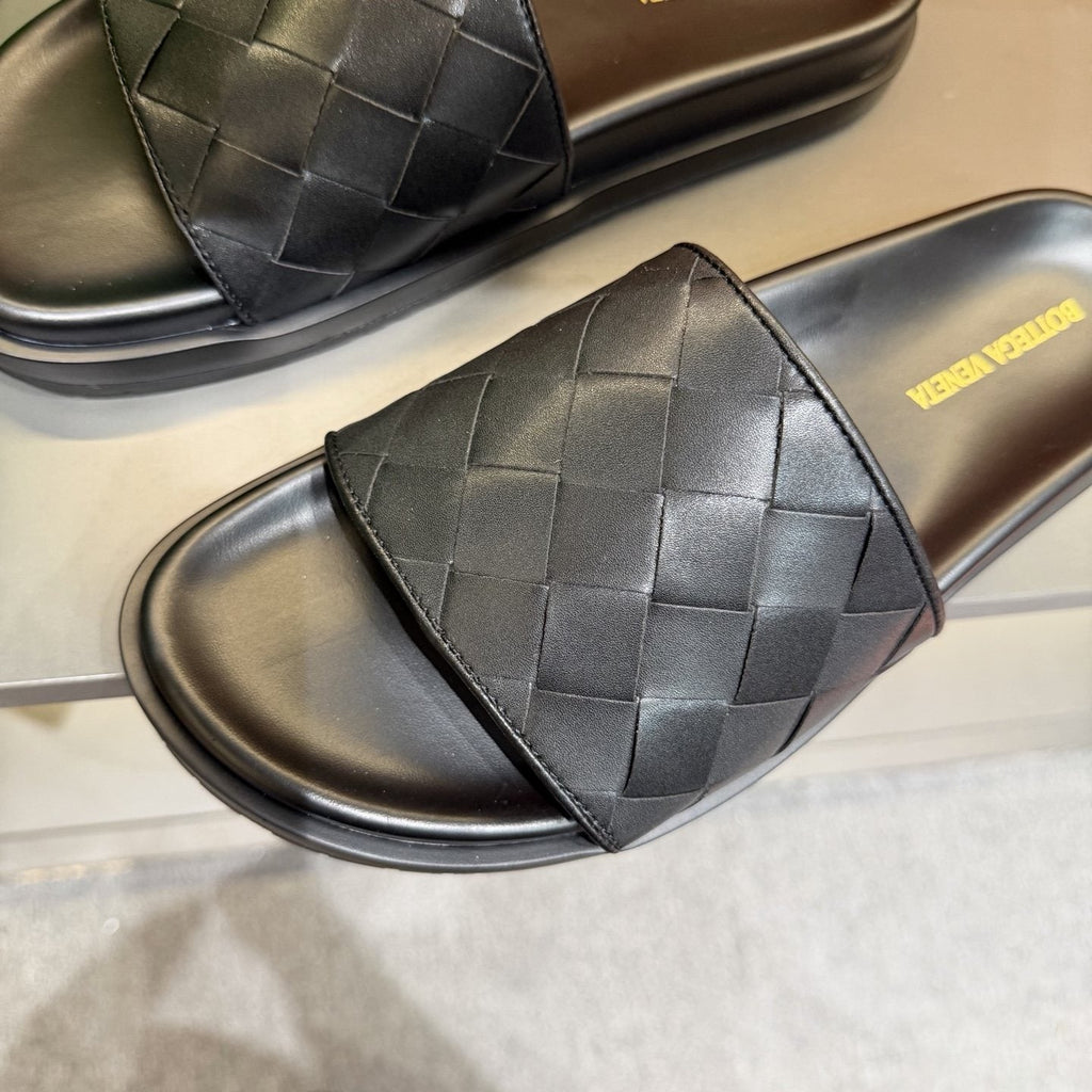 Bottega Veneta Woven Strap Slide Sandals — front
