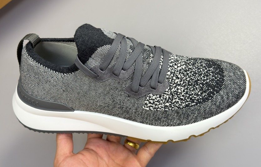 Brunello Cucinelli Gray Knit Sneakers — hero