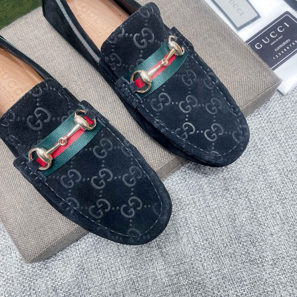 Gucci GG-Pattern Horsebit-Style Loafers — detail