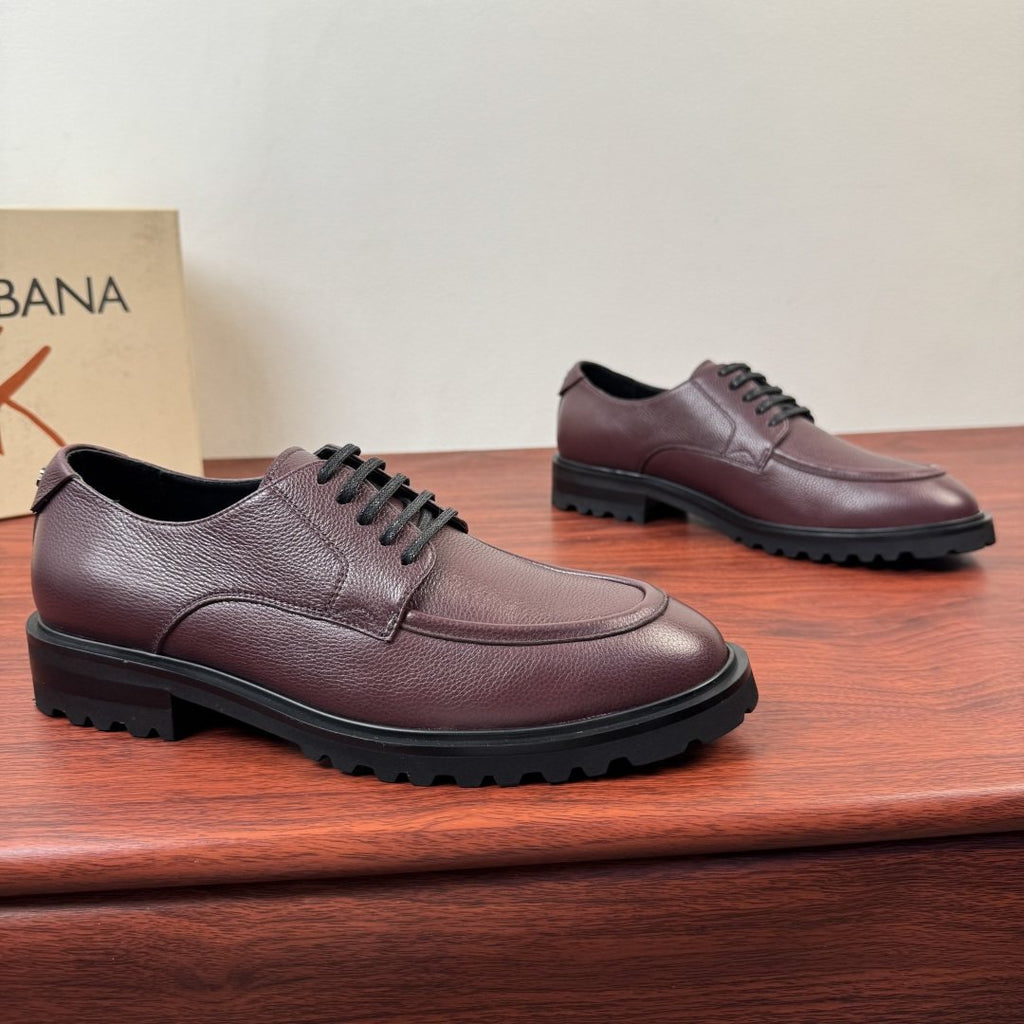 Dolce & Gabbana Grained Leather Derby Shoes — front