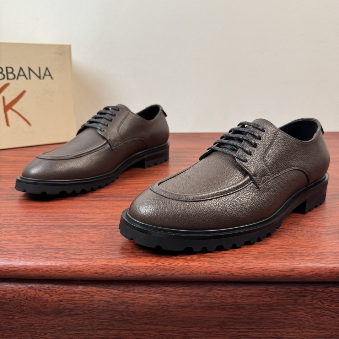 Dolce & Gabbana Grained Leather Derby Shoes — front