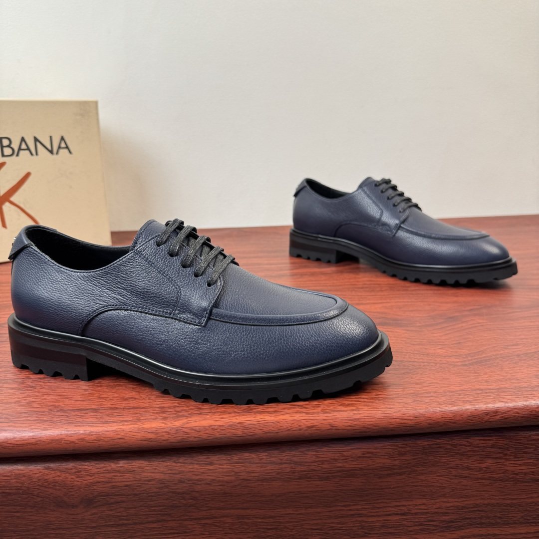 Dolce & Gabbana Grained Leather Derby Shoes — front