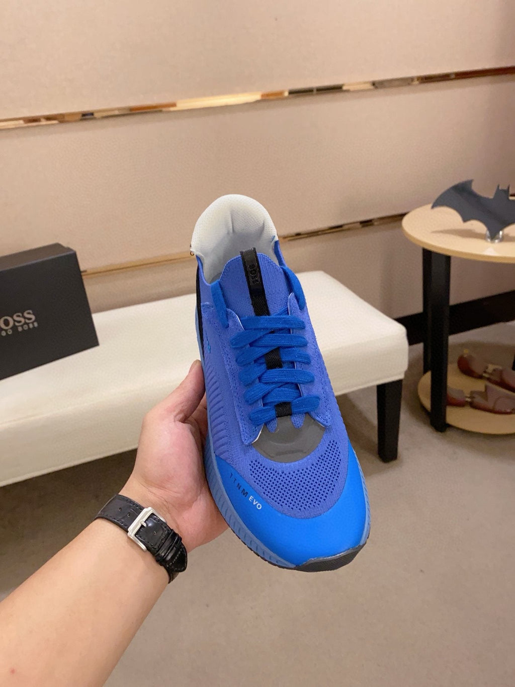 BOSS Knit Lace-Up Sneakers — front