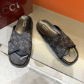 Gucci Patterned Cross-Strap Slide Sandals — hero