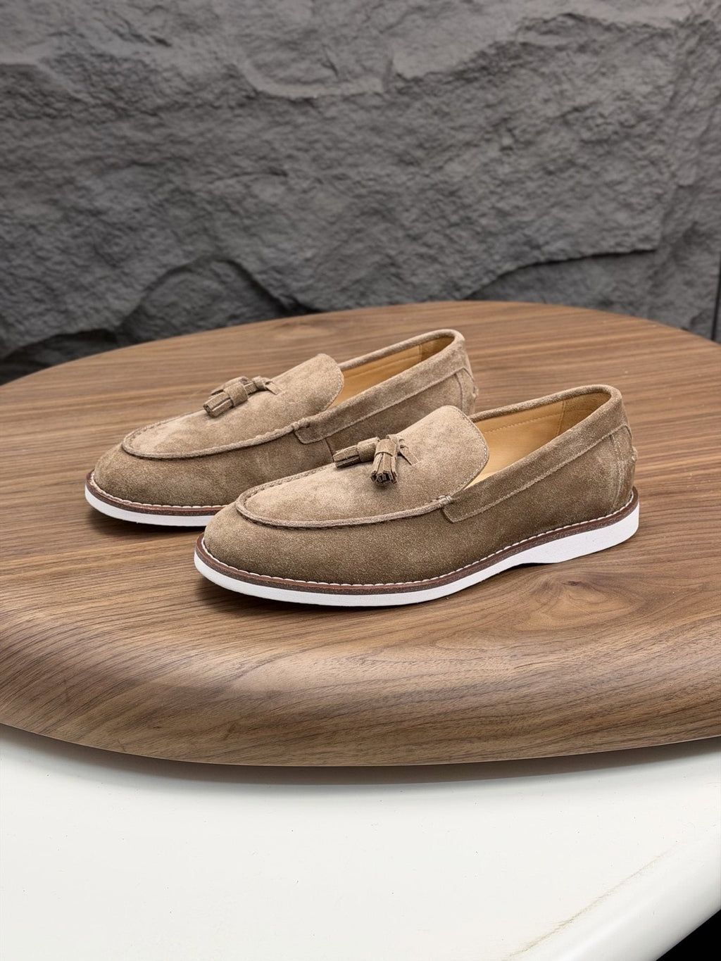 Brunello Cucinelli Tan Brown Tassel Loafers — front