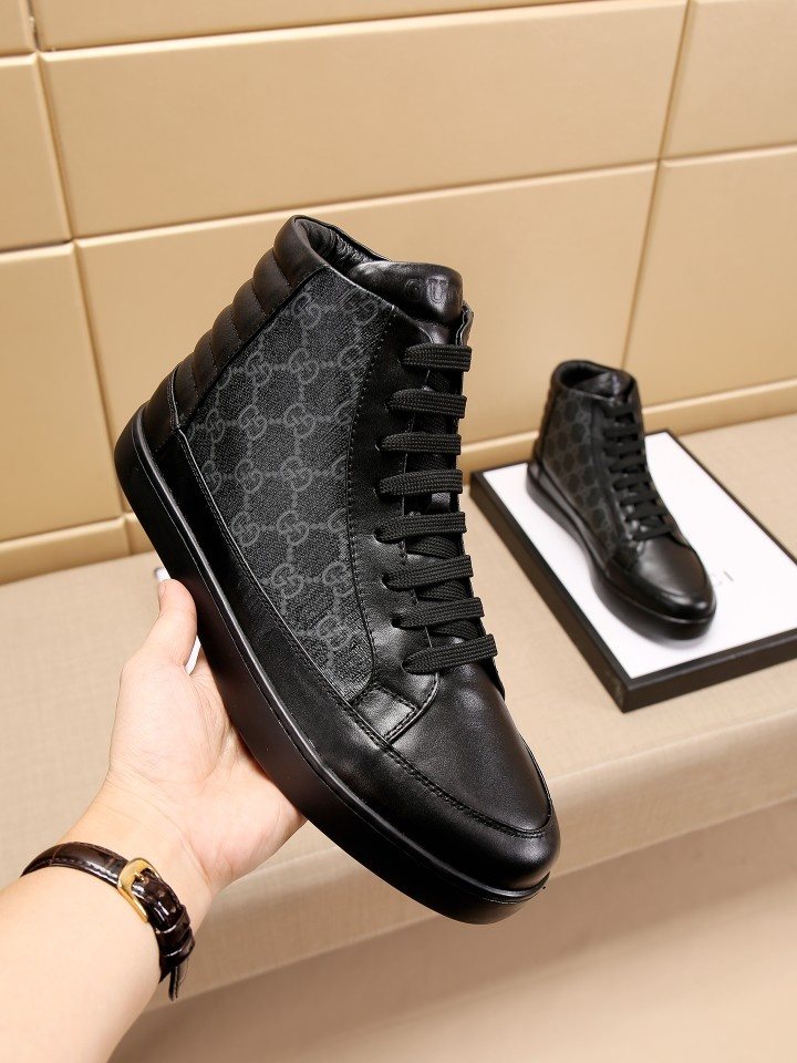 Gucci GG-Pattern High-Top Sneakers — side