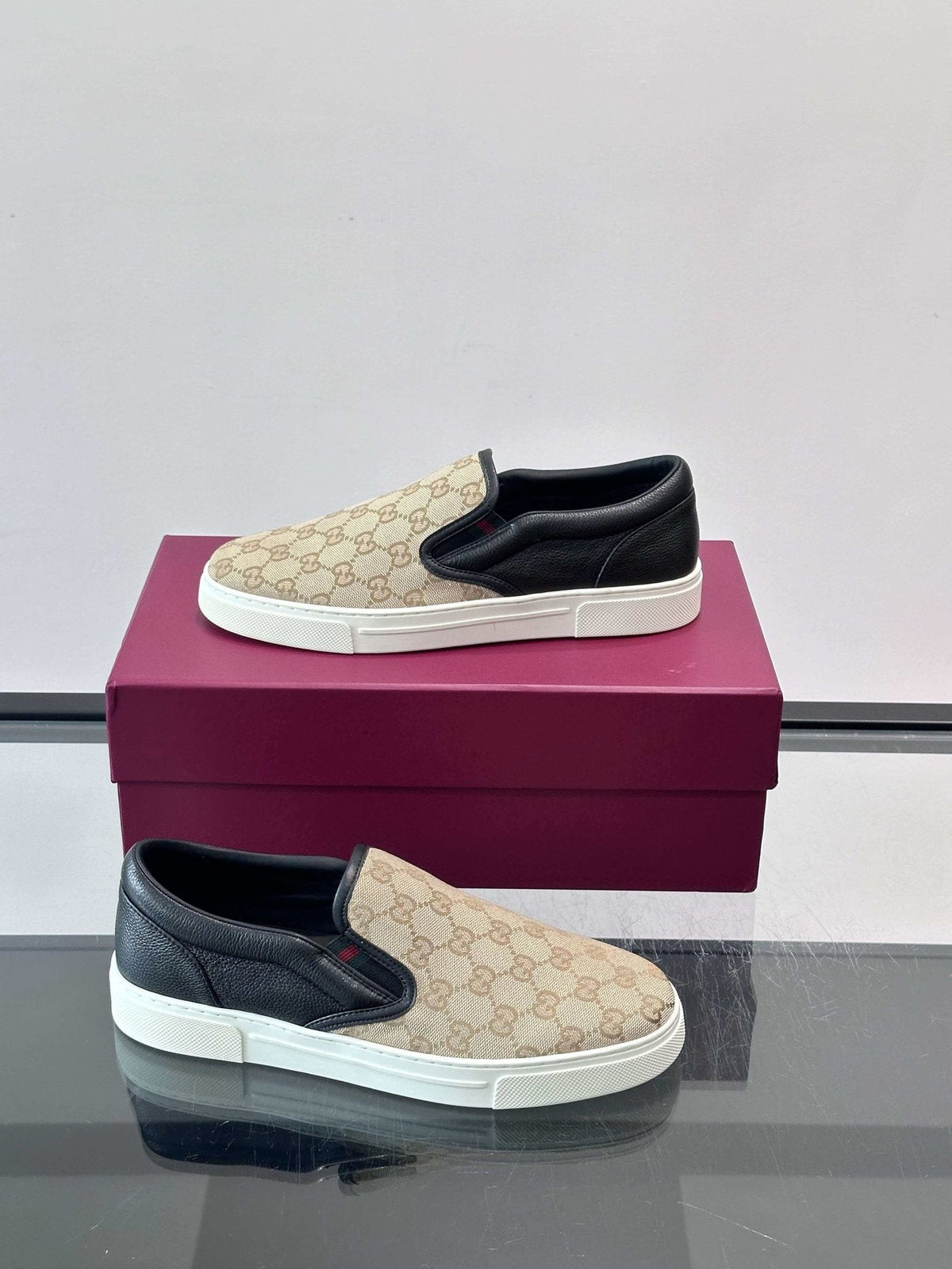 Gucci Patterned Slip-On Shoes — side